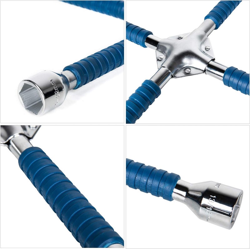 ETERNA Professional 18" Four Way Lug Wrench, Car Wheel Lug Nut Cross Wrench, Universal Heavy Duty Socket Spanner,Carbon Steel Car Tire Repair Tool - Image 4